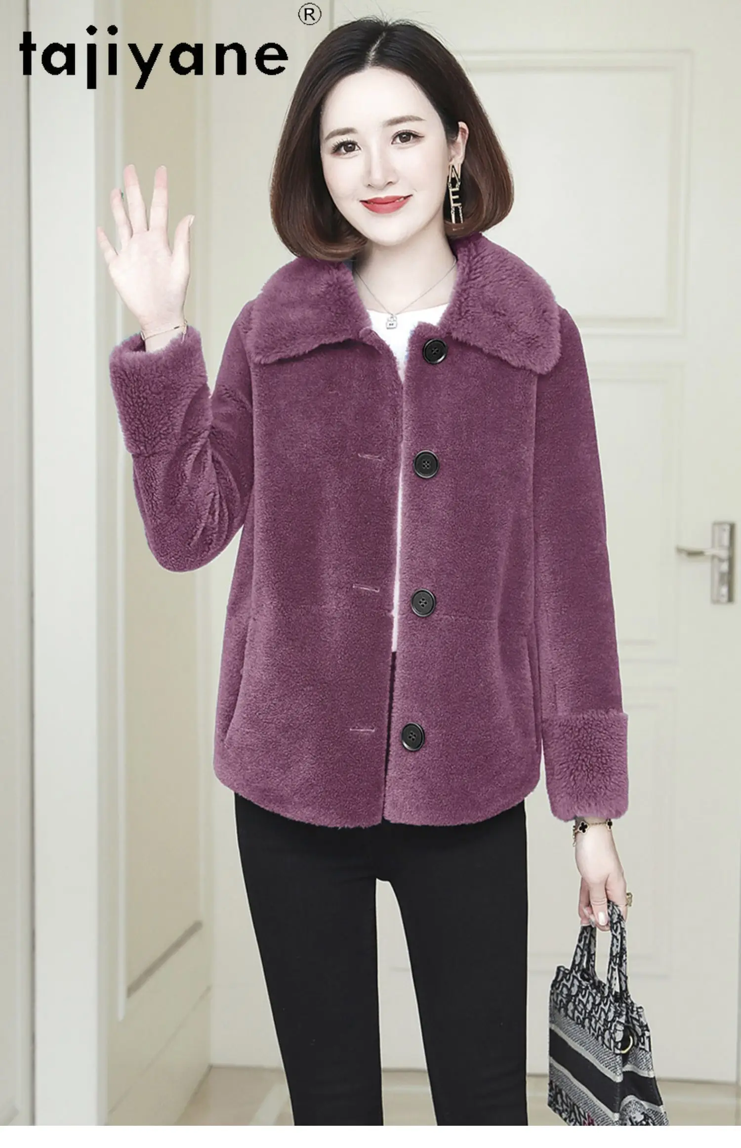 TAJIYANE 100% Cappotto di Lana Donna Casual Tosatura Delle Pecore Giacca Corta Premium Capispalla Delle Signore 2025 Donne di Inverno Vestiti ropa mujer