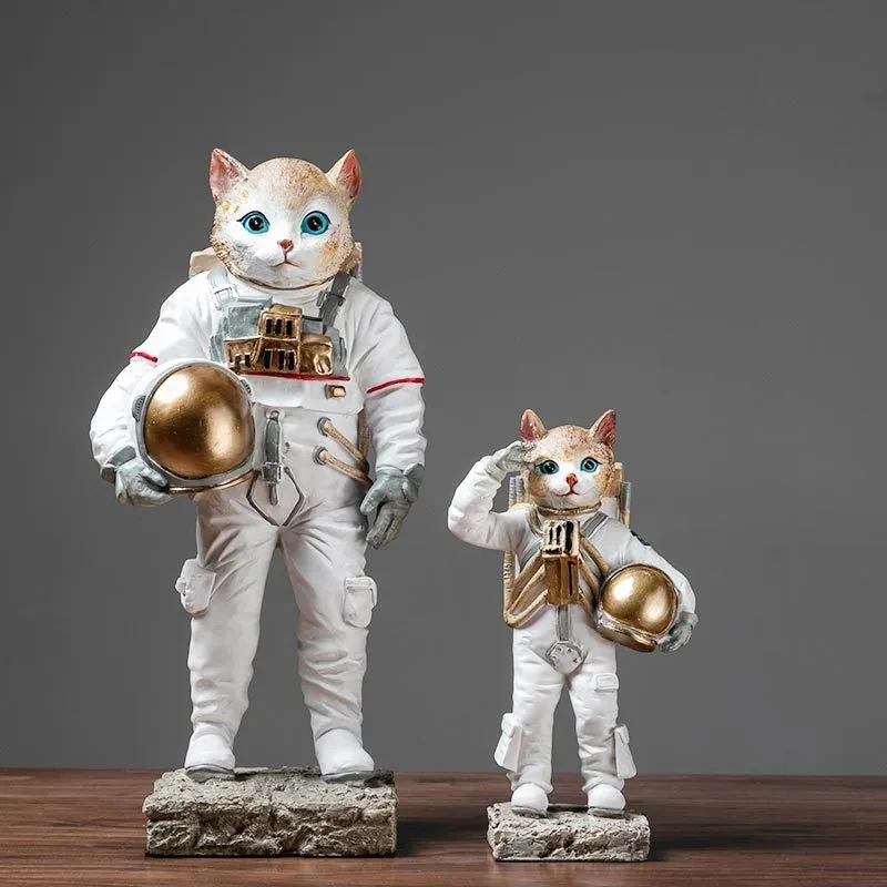 Aviation Space Cat Dog Astronaut Figurine Figure Statue Sculpture Living Room Office Ornaments Home Decor Decoration Accessories