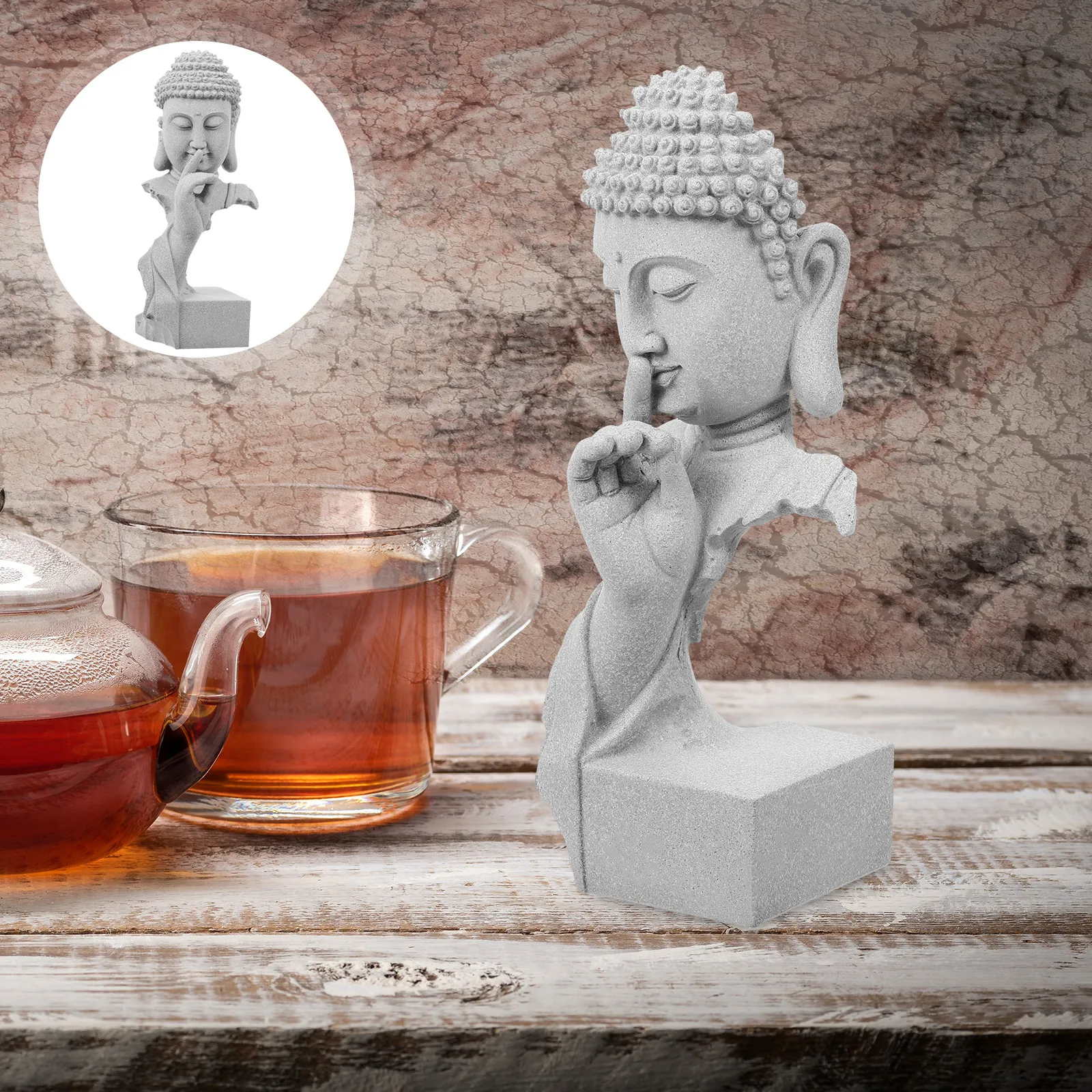 

Buddha Statue Ornament Retro Powder Garden Sculpture Fish Tank Decor Aquarium Decoration Desktop Figurine Unique