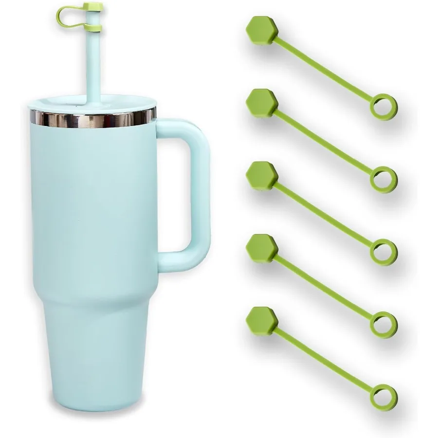 5 قطع من أغطية القش المصنوعة من السيليكون لأكواب بهلوان سعة 32 أونصة و40 أونصة #1