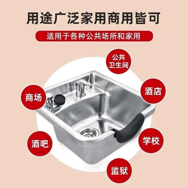 Easy To Clean Stainless Steel Square Shampoo Basin For Modern Hair Salon Beauty Shop Wash Sink