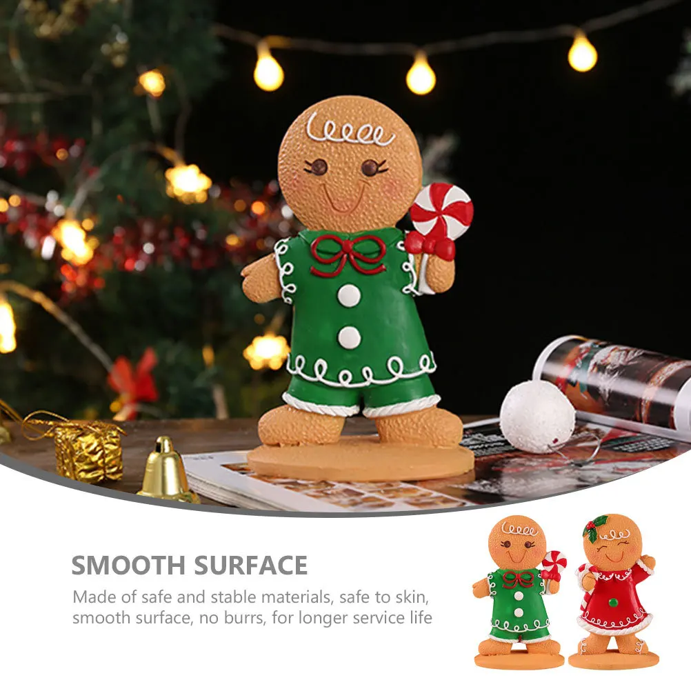 

2Pcs Christmas Gingerbread Man Decoration Bright Color Design Safe Stable Materials Home Office Party Favor Xmas Gingerbread Man