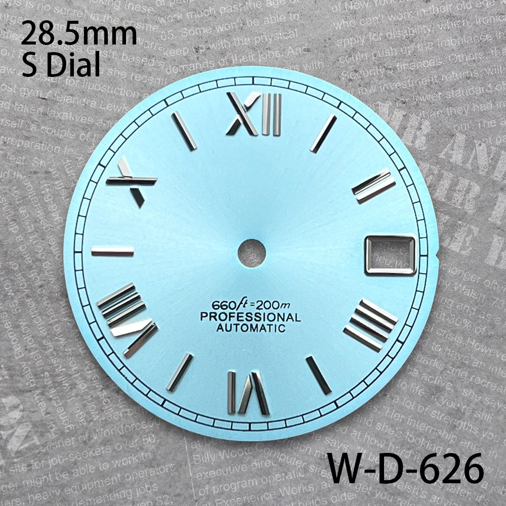 Mostrador com logotipo roma s de 28.5mm, adequado para movimento japonês nh35/nh36/4r/7s, acessórios de modificação de relógio sunburst de alta qualidade