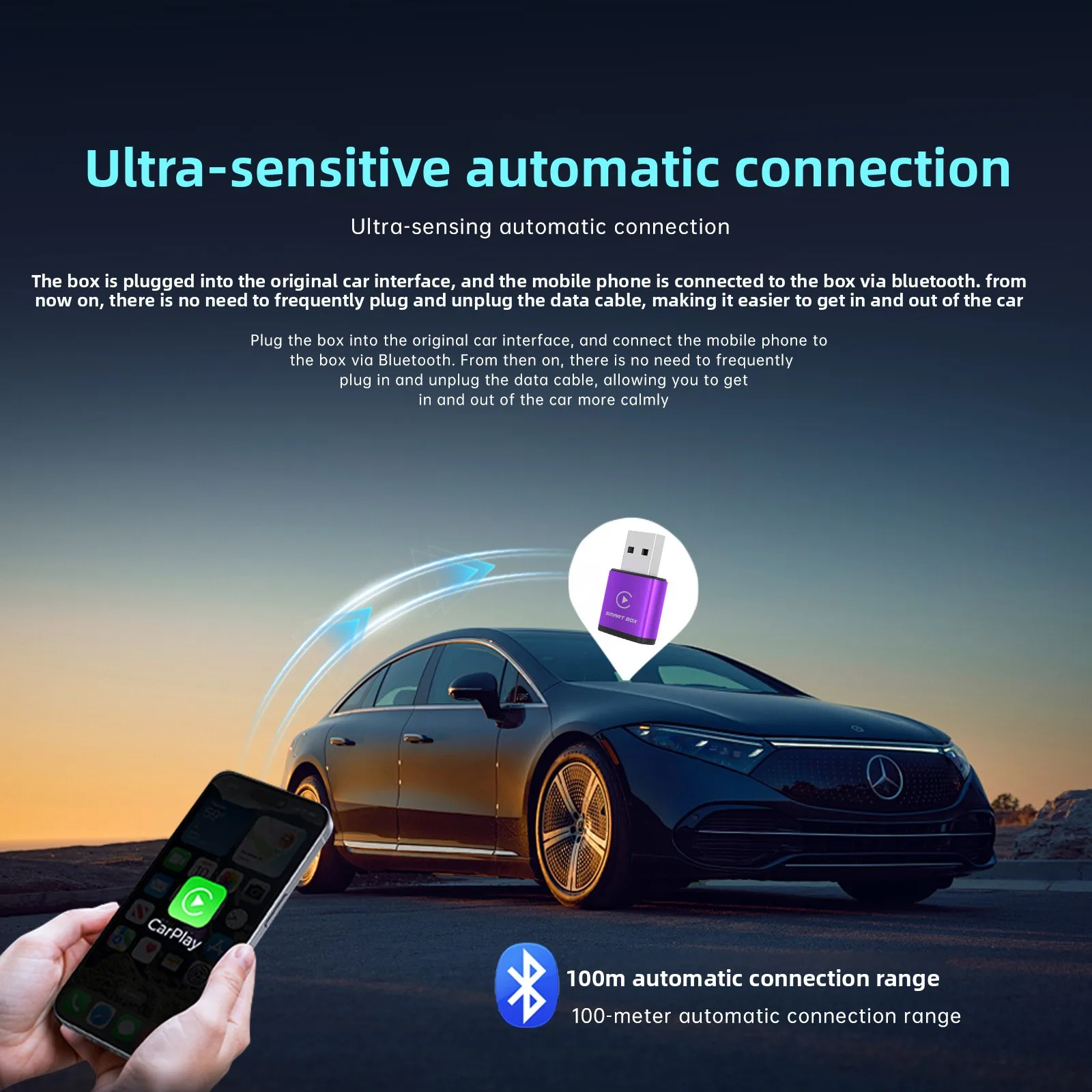 Smart car machine connected box 2-in-1 carplay wireless adapter Android carplay box