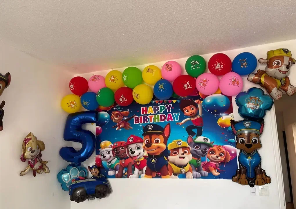 Paw Patrol Birthday Backdrop Decoration Kids Girs Boys Party Photography Background Puppy Event Banner Poster Photo Studio Props