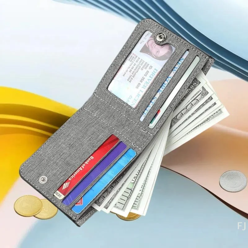 Cartera de lona ultrafina para hombre, monedero minimalista y tarjetero