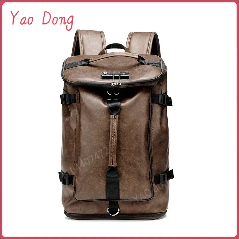 Yao Dong New Fashion Waterproof backpack Men Backpack Leather Bookbags Mens PU School Bags Male Functional bags big capacity Men