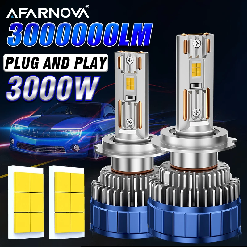 

2 шт. H7 H1 Светодиодная лампа для фар 3000 Вт 3000000LM H4 Led Canbus Автомобильные лампы высокой мощности H7 9005 9006 H4 H11 Противотуманные фары для светодиодных автомобилей