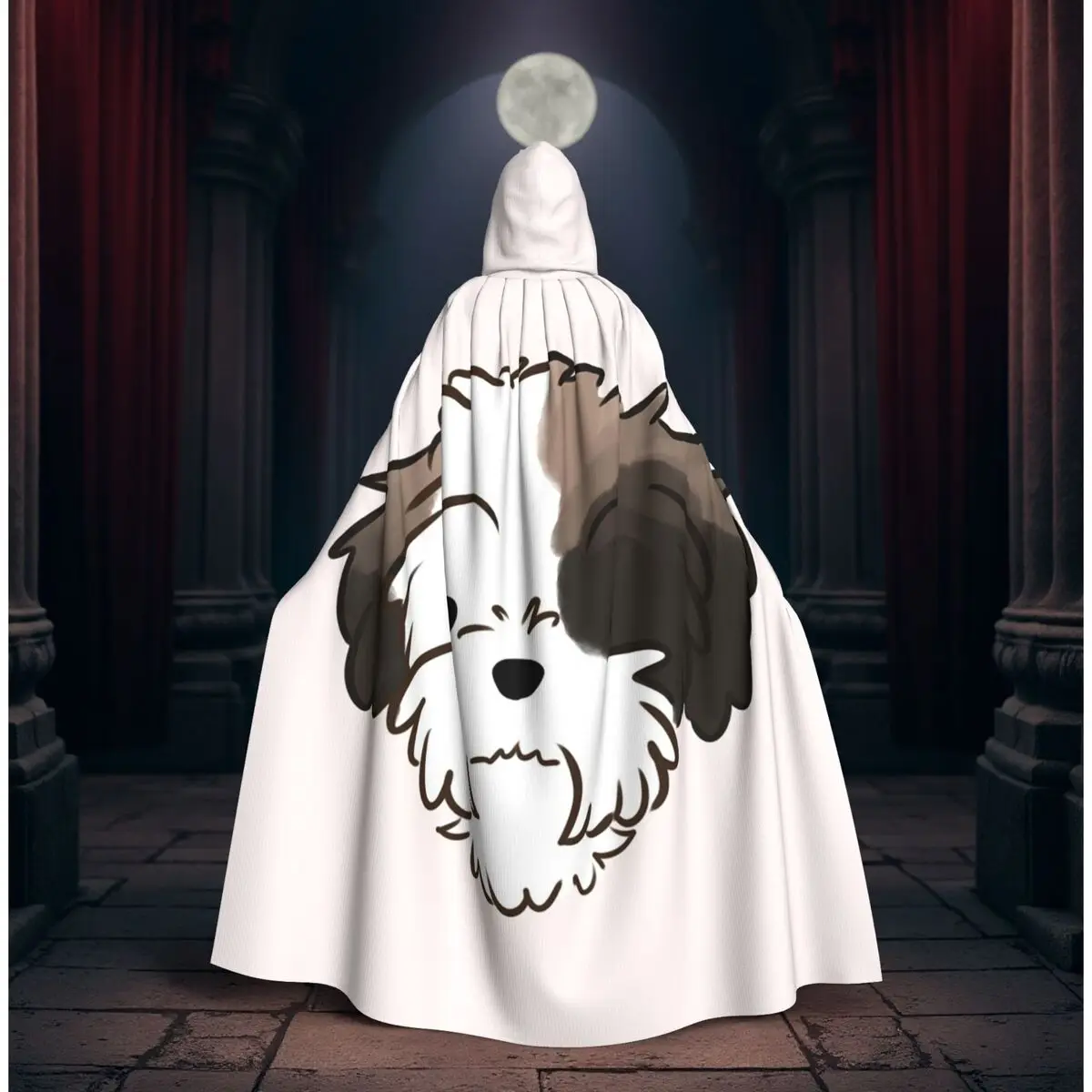 

Shih Tzu Dog Long Hooded Cloak Witch Medieval Costume Cosplay Cape HalloweenCoat Adult Unisex