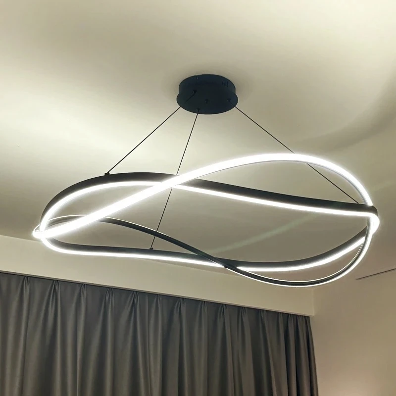 Futuristic Infinity LED Pendant Light Modern Creative Loop Chandelier For Living Dining Room Bedroom Hotel Home Decoration
