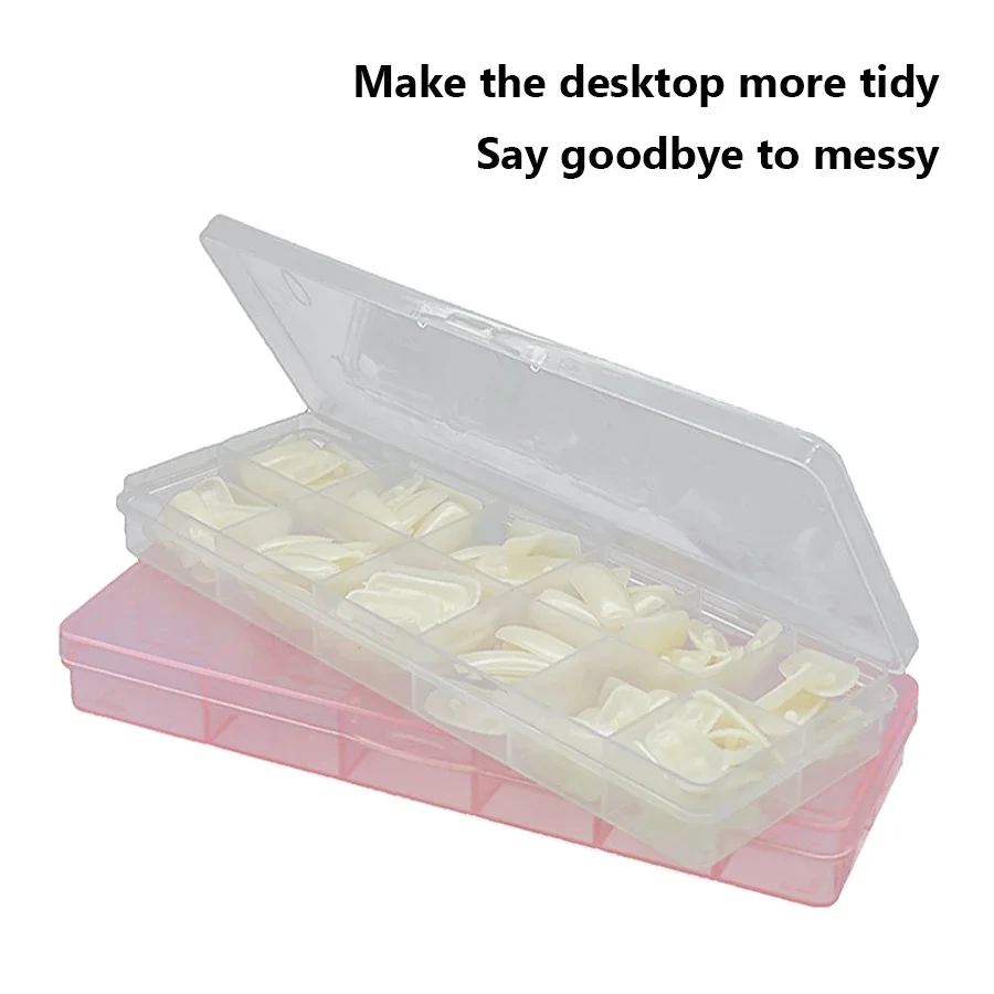 12-Grid Nail Tip Storage Box, Organizer for Nail Art Jewelry Rhinestones, Craft Supplies