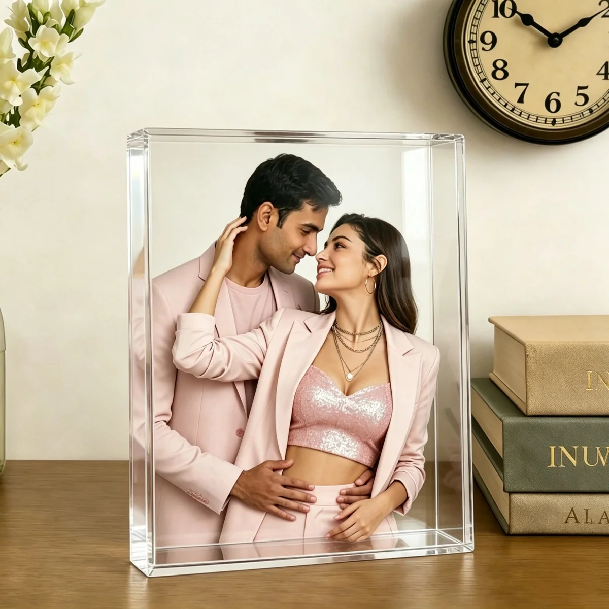 Customized Acrylic Photo Block Personalized Family Newborn Photo Plaque Wedding Anniversary Souvenir Gift