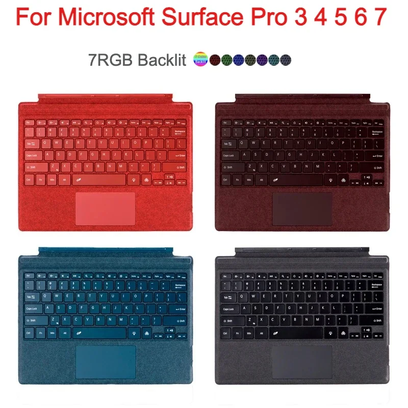 Backlight Bluetooth Keyboard For Microsoft Surface Pro 3 4 5 6 7 Keyboard Backlit Trackpad Wireless Teclado  tablet keyboard