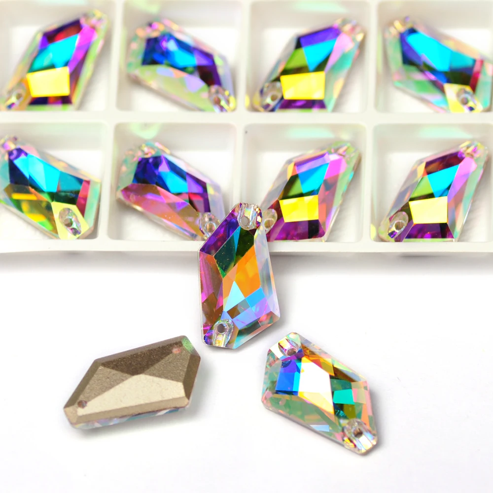 3267 De-Art Glitter Sew on Rhinestones Crystal Clear Crystal AB Sew on Strass for Garment Dress Jewelry Decoration
