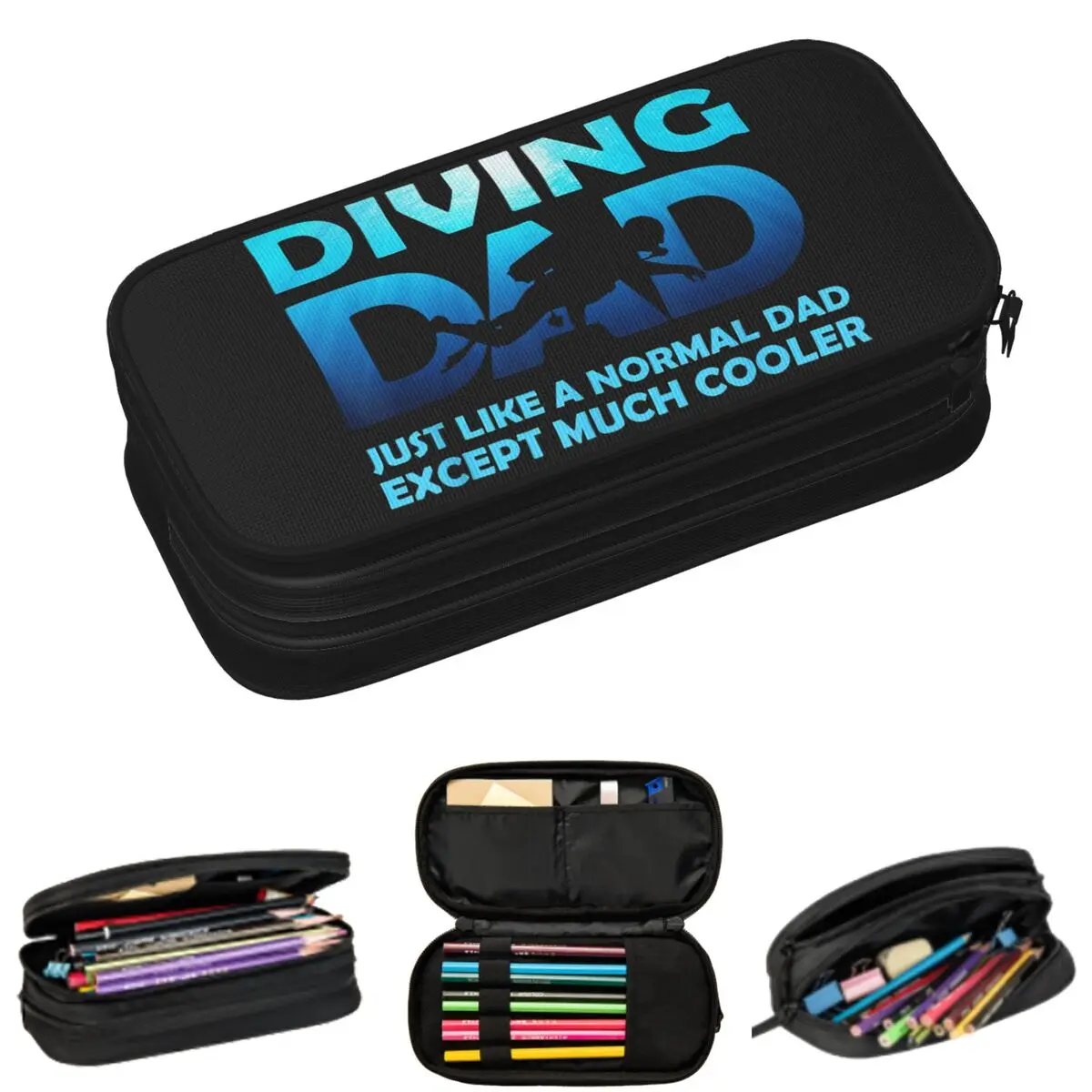 

Scuba Dive Flag Bubble Diving Diver Pencil Cases for Student School Pen Box Pencil Bag Large Capacity Pencil Pouch