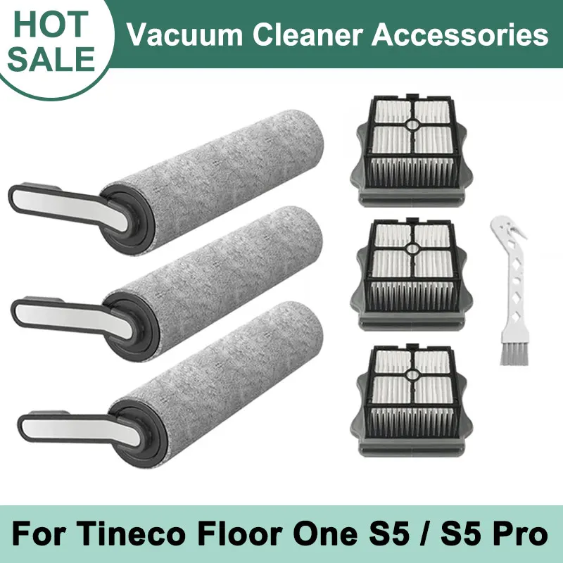 HEPA Filter For Tineco Floor ONE S5 / S5 Pro Cordless Wet Dry Vacuum Cleaner Accessories Soft Roller Brush Spare Parts For Home