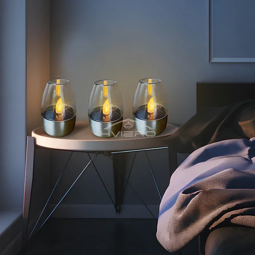 1/4PCS Rechargeable Night Lights LED Solar Candles Light Flameless for Wedding Party Garden Decoration Outdoor Waterproof Lamp