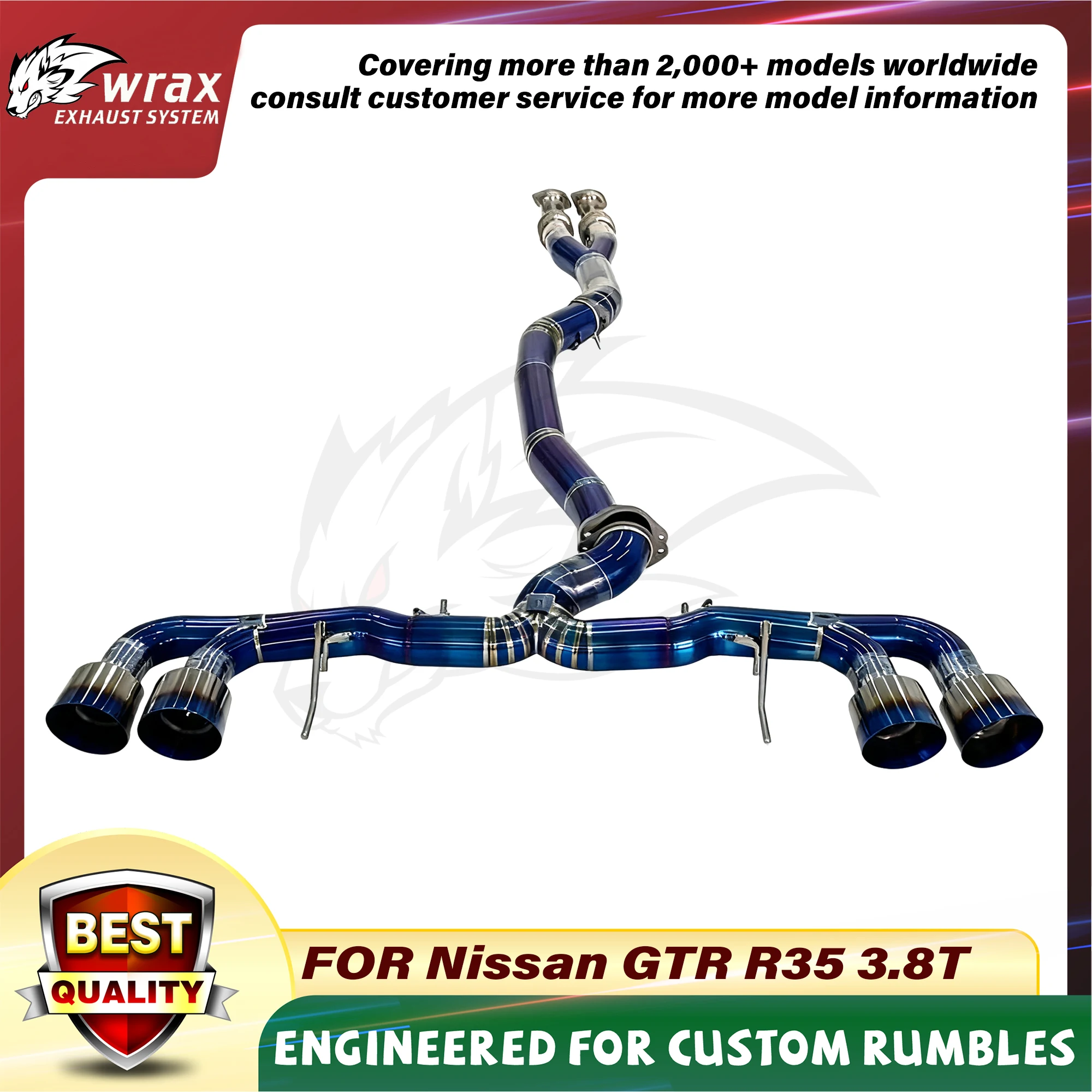 

WRAX Sport Exhaust System for Nissan GT-R R35 3.8T Titanium Alloy Straight through Catback High Flow Aggressive Sound