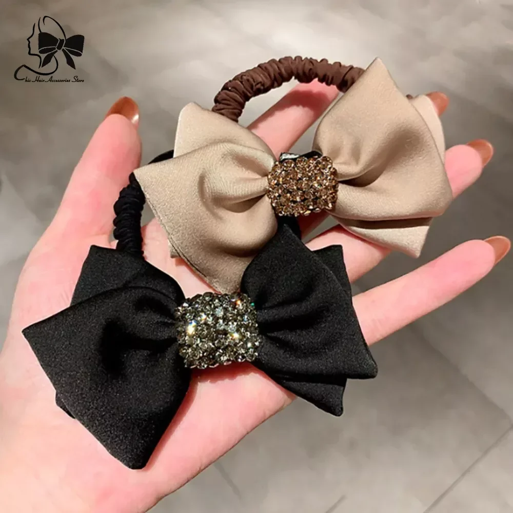 New Metal Korean Hair Rope Shining Alloy Rhinestone Women Hair Accessories Elastic Hair Girl Rubber Bands French Headbands