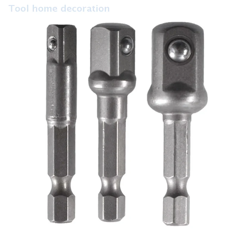 3Pc 1/4 3/8 1/2 Size Hex Shank Square Head Drill Bit Drill Socket Adapter Impact Drill Extension Drill Bits Bar Socket Adapter