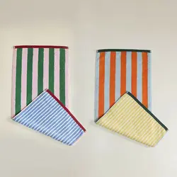 2 Side Smiling Patter Combed Cotton Towels Soft Comfortable Yarn Dyed Face Towel Super Absorption Bathroom Towel for Household