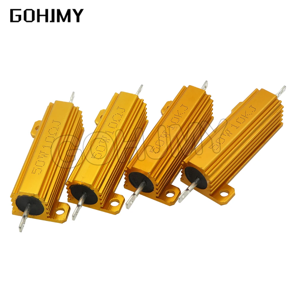 50W RX24 Aluminum Power Metal Shell Case Wirewound Resistor 0.01 ~ 100K 1K 10K 0.1 0.5 1 1.5 2 6 8 10 20 100 150 200 300 500 ohm