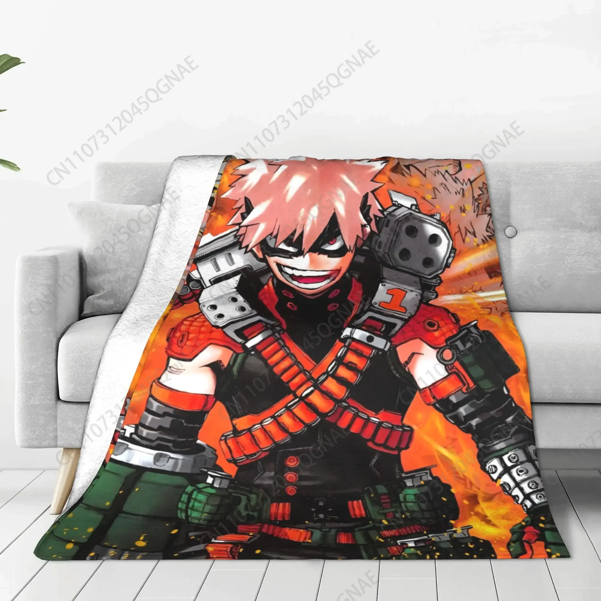 Custom My Hero Academia Fleece Throw Blankets Bakugou Metal Poster Blankets For Bedding Office Lightweight Bedding Throws,