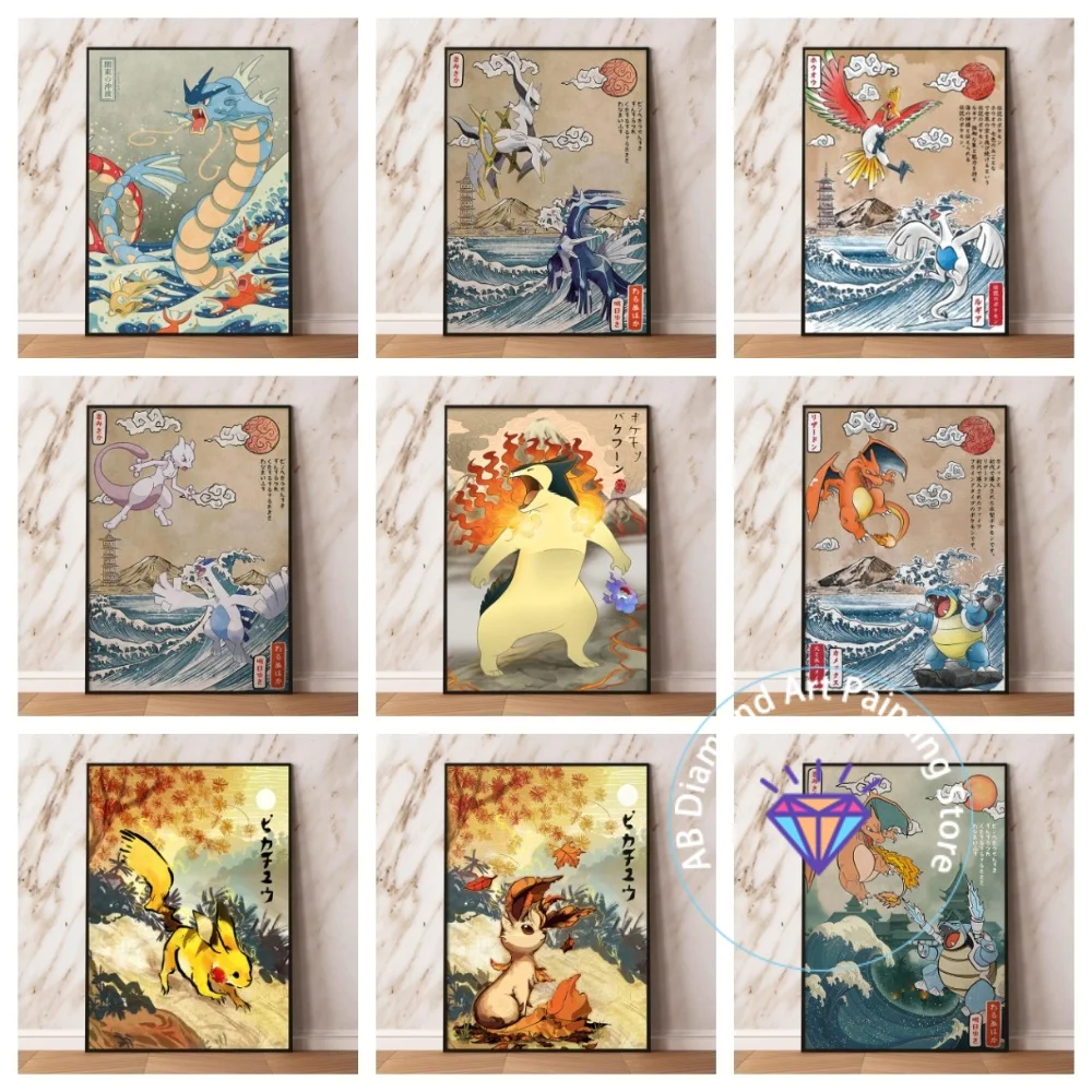 

Anime Pokemon Autumn Eevee and Pikachu Square Round AB Diamond Painting Kit 5D DIY Handmade Art Gift Crafts Home Decor Gift