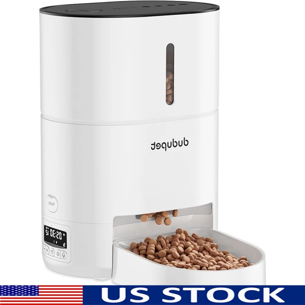 

Automatic Cat Feeder 4L Timed Battery Operated Pet Food Dispenser 6 Meals Anti-Clogging Sensor Easy Cleaning Dual Power Supply