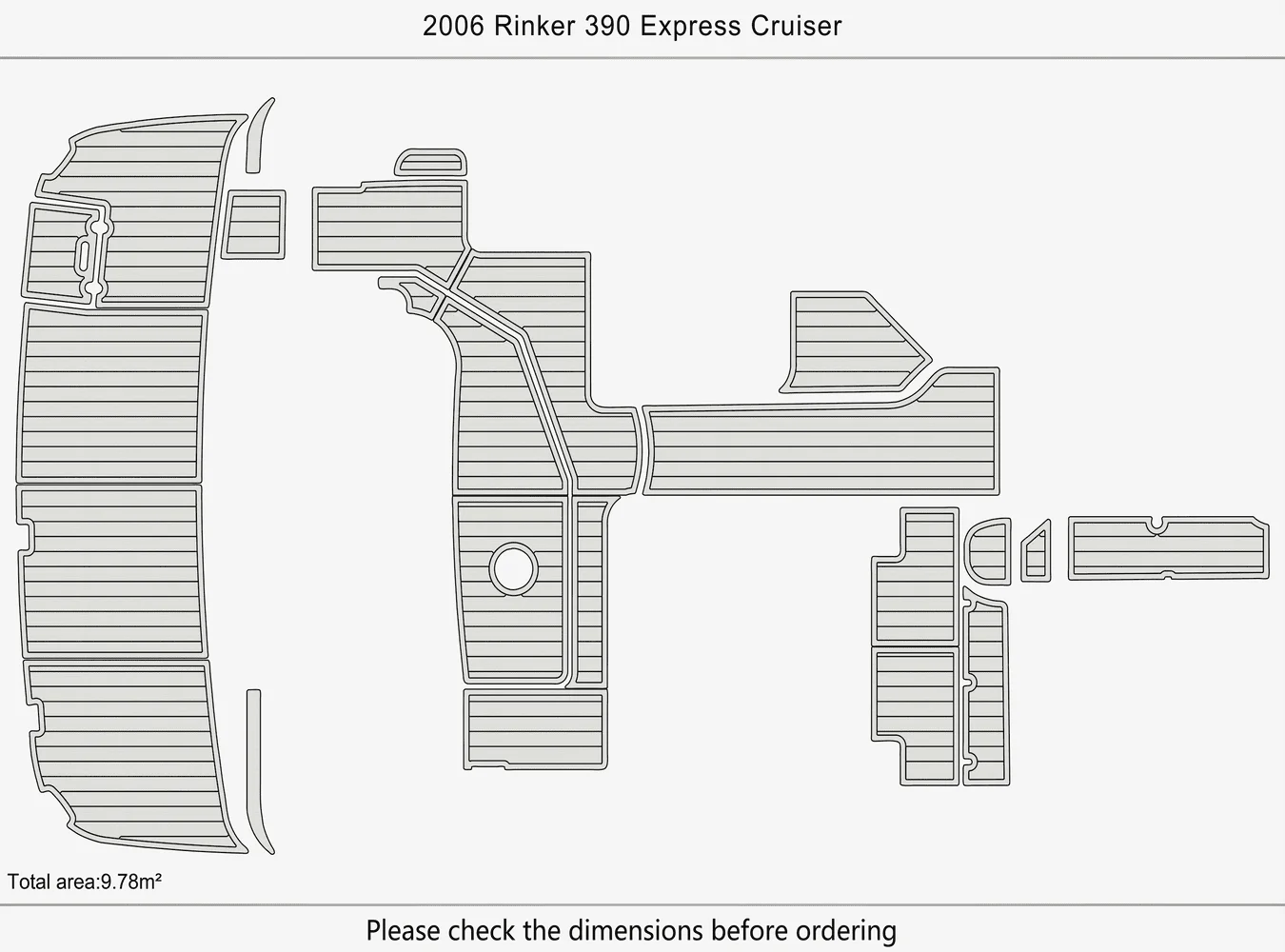 2006 رينكر 390 اكسبرس كروزر 1/4 "6 مللي متر إيفا رغوة عدم الانزلاق بولي كلوريد الفينيل خشب الساج التزيين البحرية حصيرة سيديك جاتورستيب السجاد أرضية بحرية #3