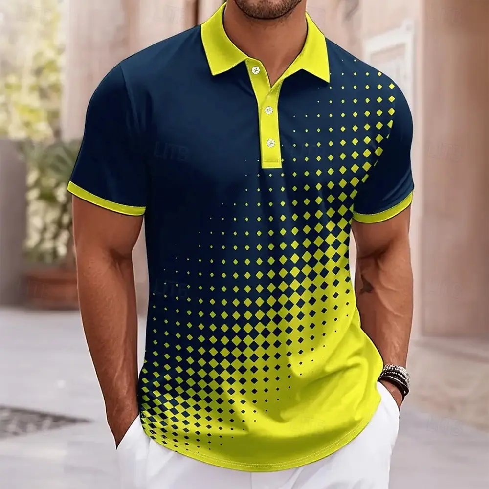 Summer Fashion Men's Polka dot printing Short Sleeved Polo Shirt Collared Shirt Casual Tops Outdoor Street Polo Shirts For Men