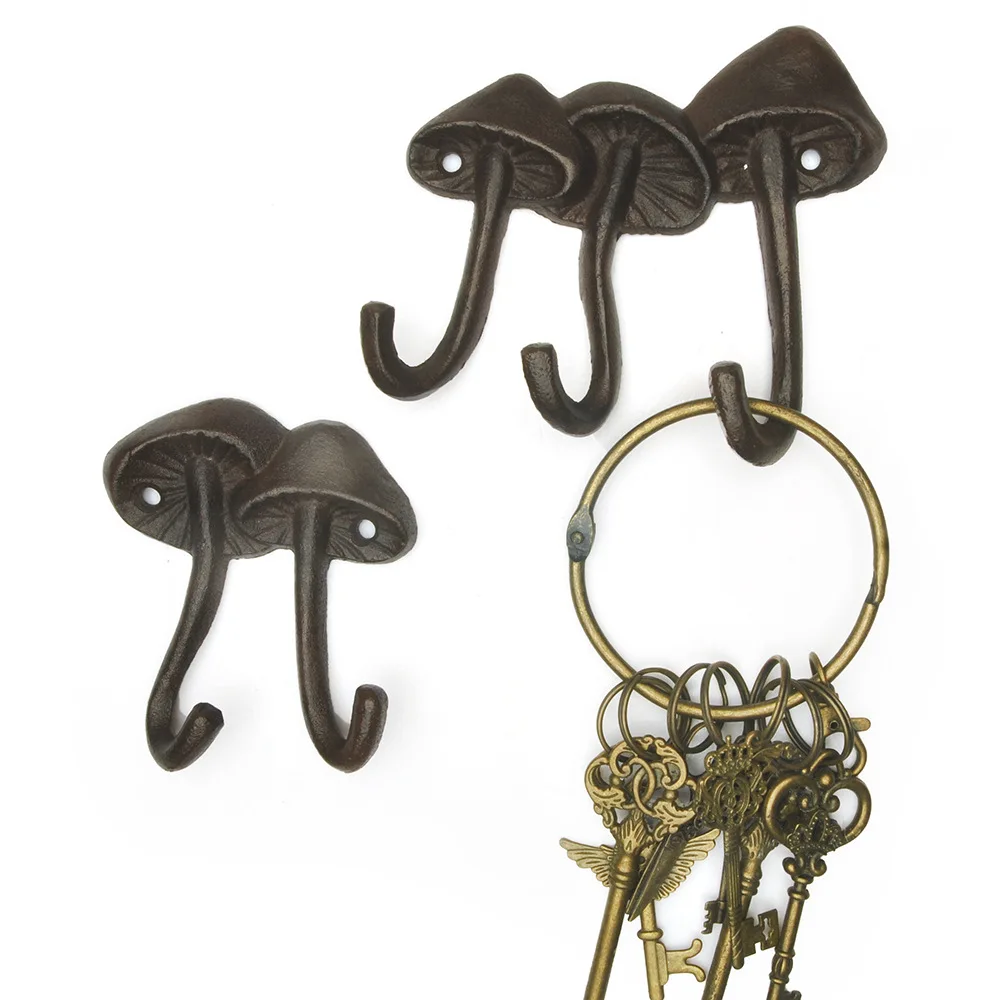 Mushroom Coat Hook Key Hook Retro Creative Iron Hook Cast Iron Courtyard Wall Personalized Decoration