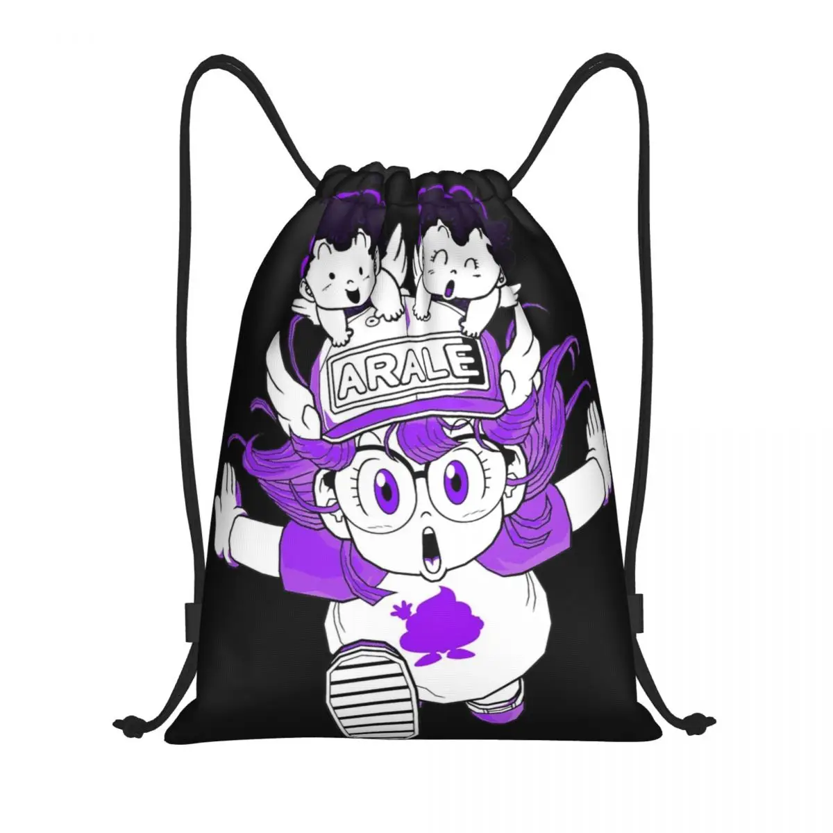 Arale Norimaki Dr Slump Drawstring Backpack Sports Gym Bag Japanese Anime String Sackpack for Hiking