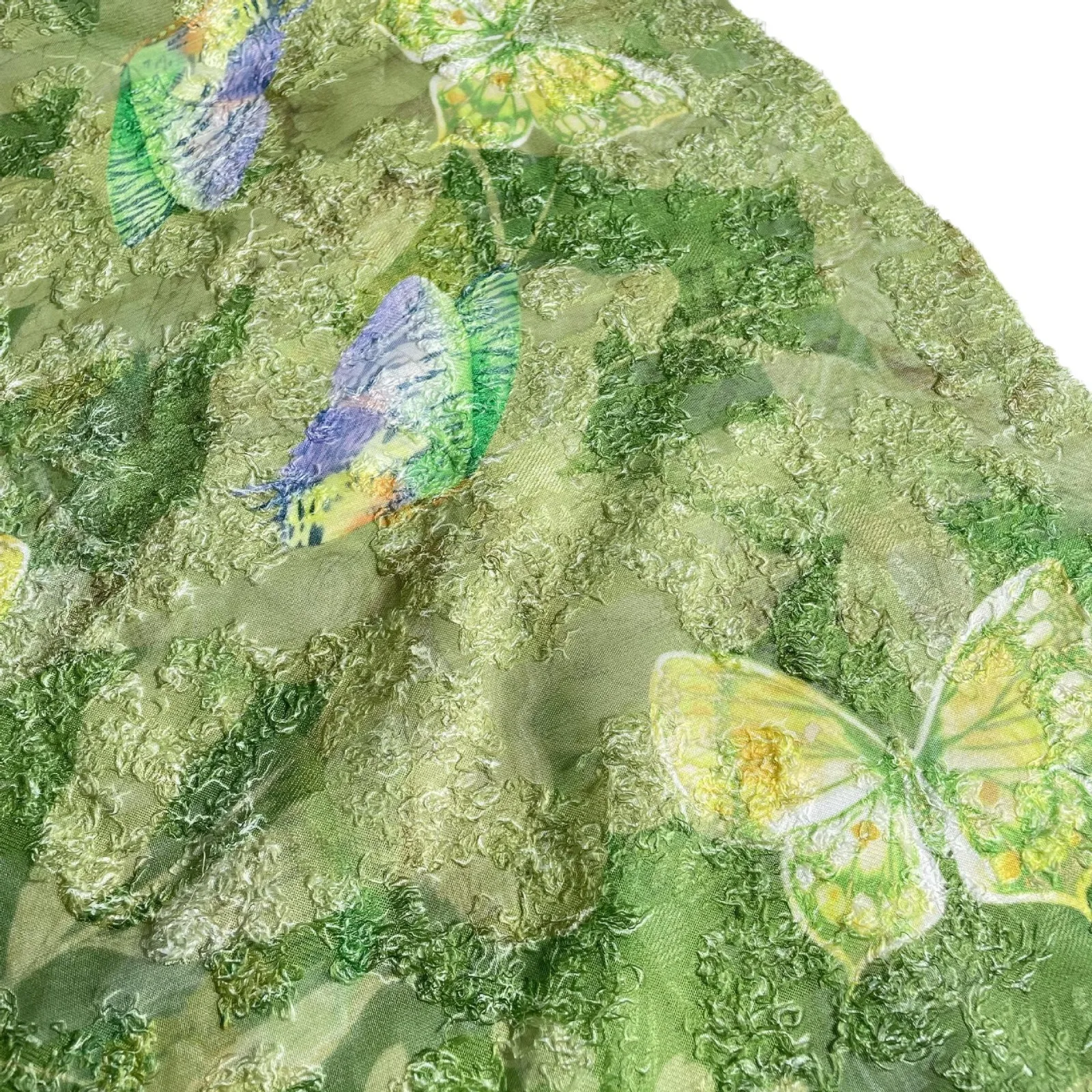 Butterfly Chiffon Jacquard Fabric Retro Women's Dress Clothing Making Designer Fabric 3