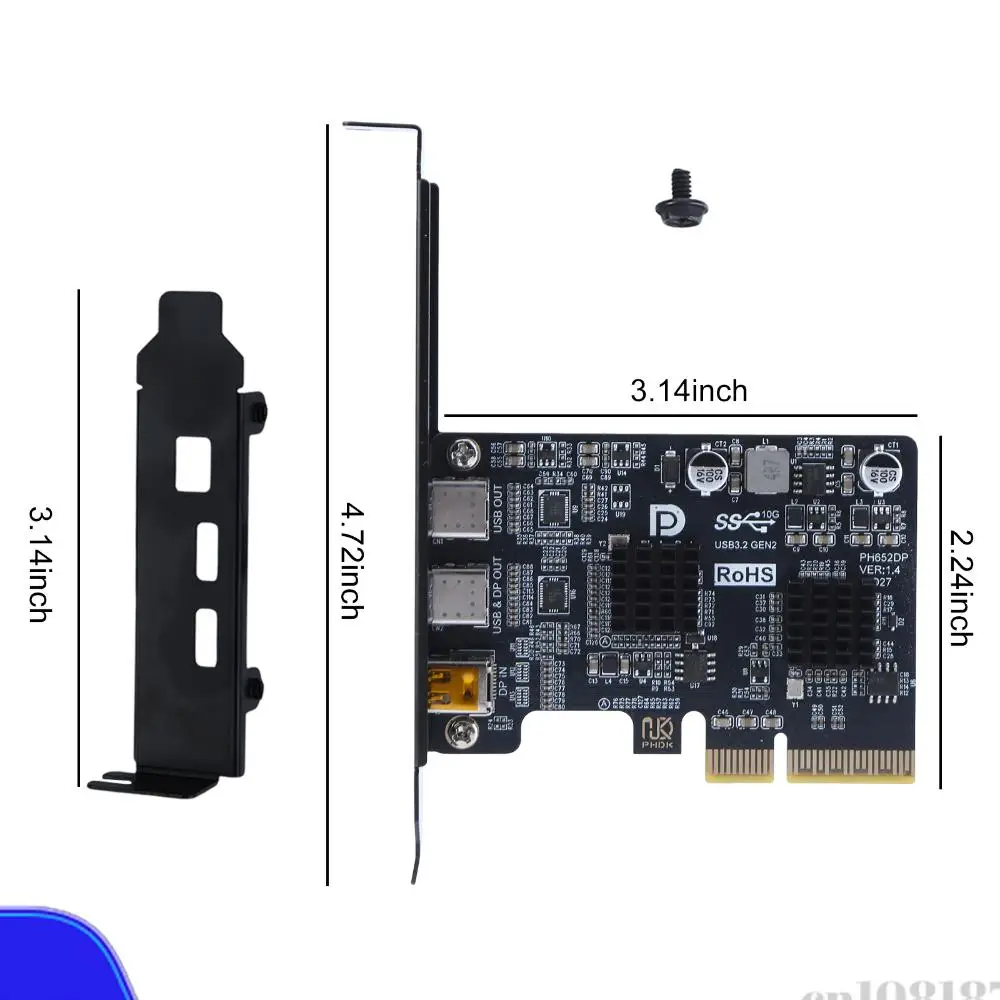 

Type-C Expansion Card ASM3142 Controller USB 3.1 10Gbps Gen 2 Expand Card Riser DP 4K Video Adapter Converter for Desktop