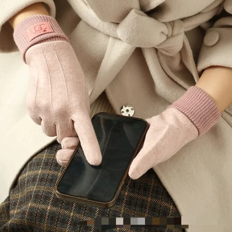 Imitation cashmere gloves for men and women, winter warm gloves, thickened outdoor cycling, touch screen gloves