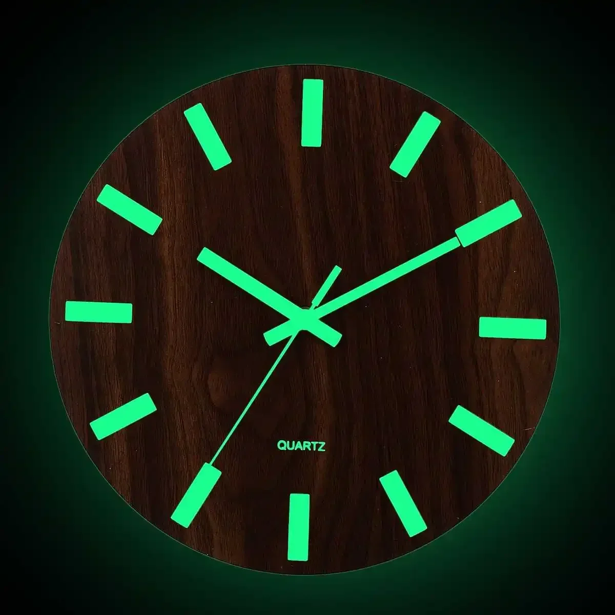 Luminous Wall Clock Modern Design Glow in Dark Decor Wood Quartz Silent 3D Wall Hanging Clock 12 Inch Living Room Bedroom