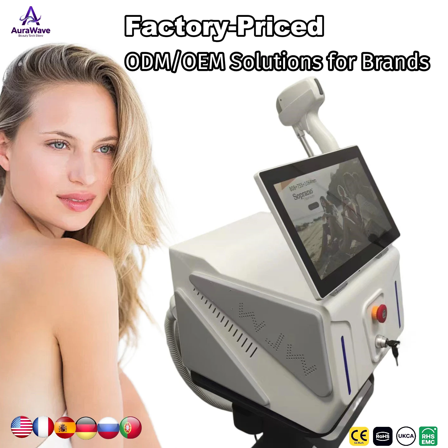 

2025 Portable professional 4000W Soprano Diode Ice Titanium Laser Body Hair Removal Machine 4 Waves 808nm 755 940 1064nm Device