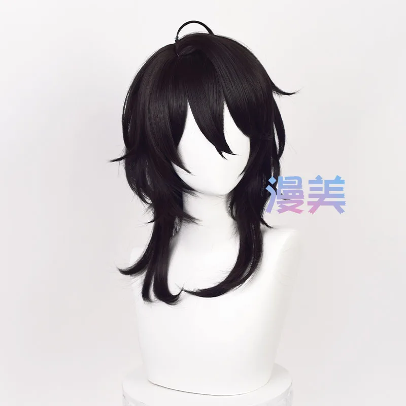 ES Rei Sakuma Cosplay Wig 45cm Long  Black Wigs Heat Resistant Synthetic Hair For Women Men Halloween Party