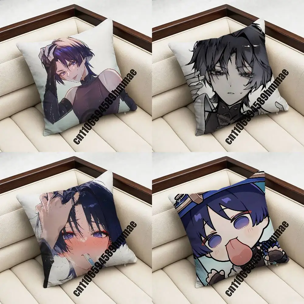 Genshin Impact Wanderer Scaramouche Throw Pillow Case Sham 45x45cm 40x40cm Square Car Pillowcase Pad Cushion Cover
