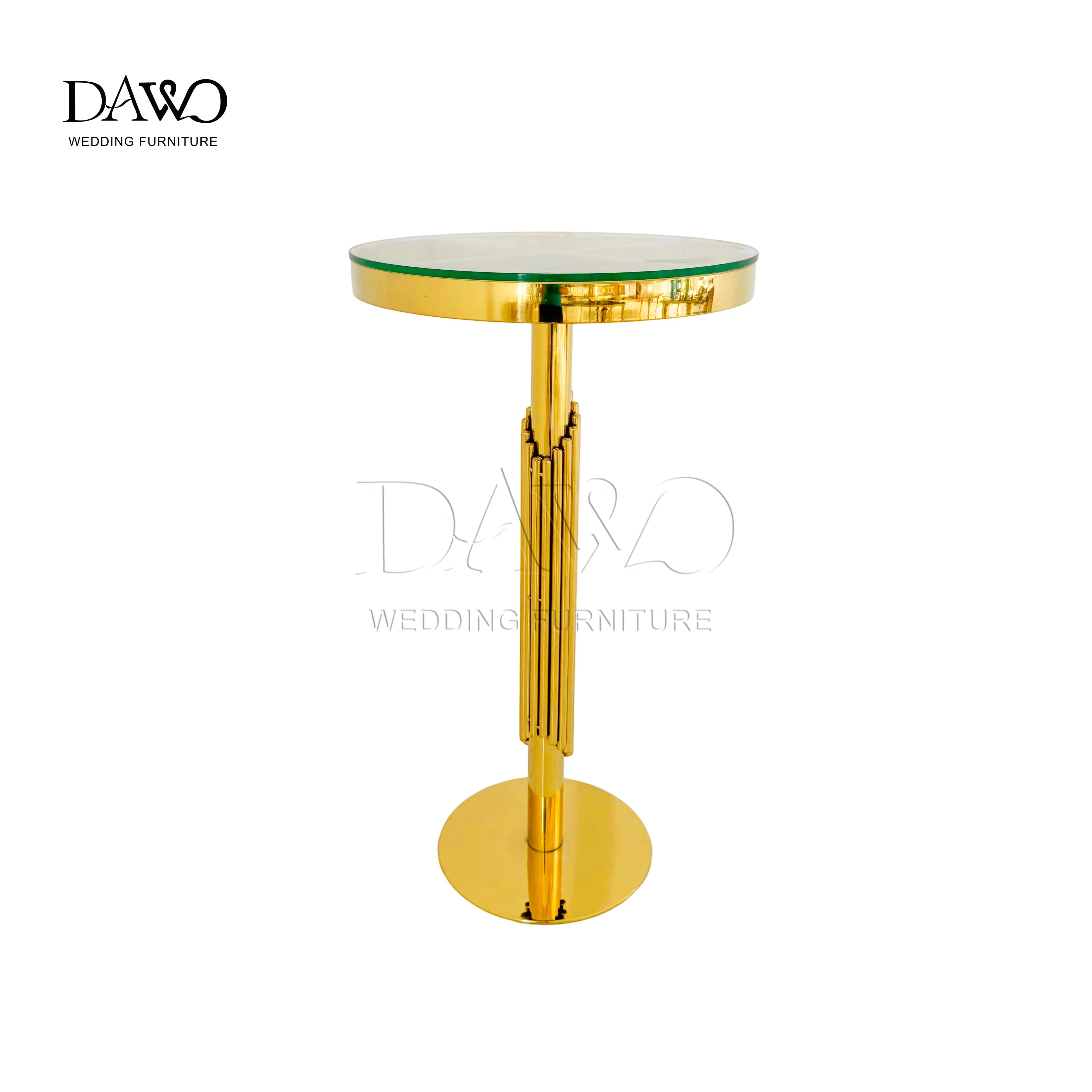 Restaurant Use Bar Furniture Round Shape Stainless Steel Frame Glass Bar Tables Cocktail Bar Counter Table
