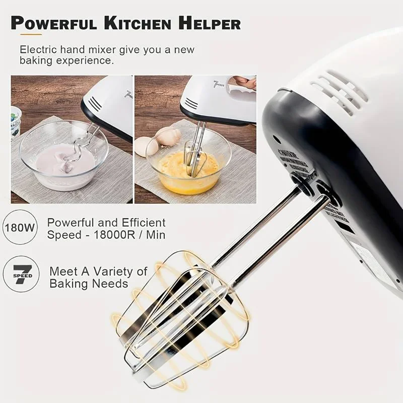 7 Speed Household Electric Egg Beater Multifunctional Food Processor Kitchen Fully Automatic Handheld Baking Cooking Cream Tools