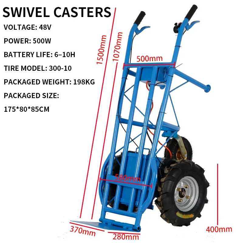 Portable Electric Folding Hand Truck, Steel Platform, Three-Wheel Transport Hand Truck, Tank Transport(Customized)