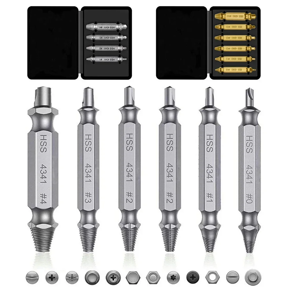 Uszkodzony zestaw narzędzi do wyciągania śrub Zestaw wierteł do usuwania złamanych śrub 4 SZTUK lub 6 SZTUK Wysokiej jakości narzędzie do usuwania śrub