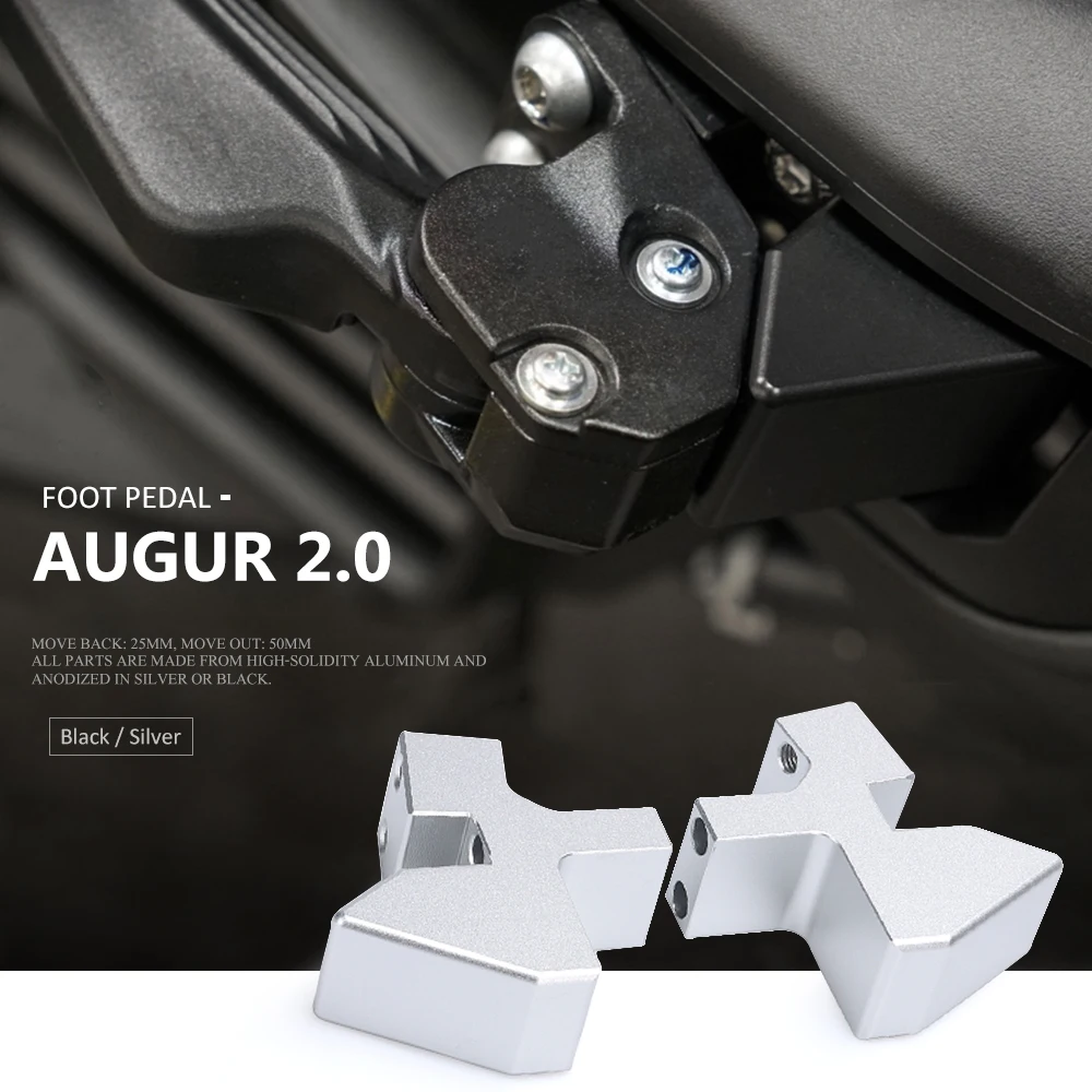 Black Sliver CNC Aluminum New Motorcycle Footrests Footrests Footrests Pins Rear Pedals Set Parts For Yamaha Augur AUGUR 2.0