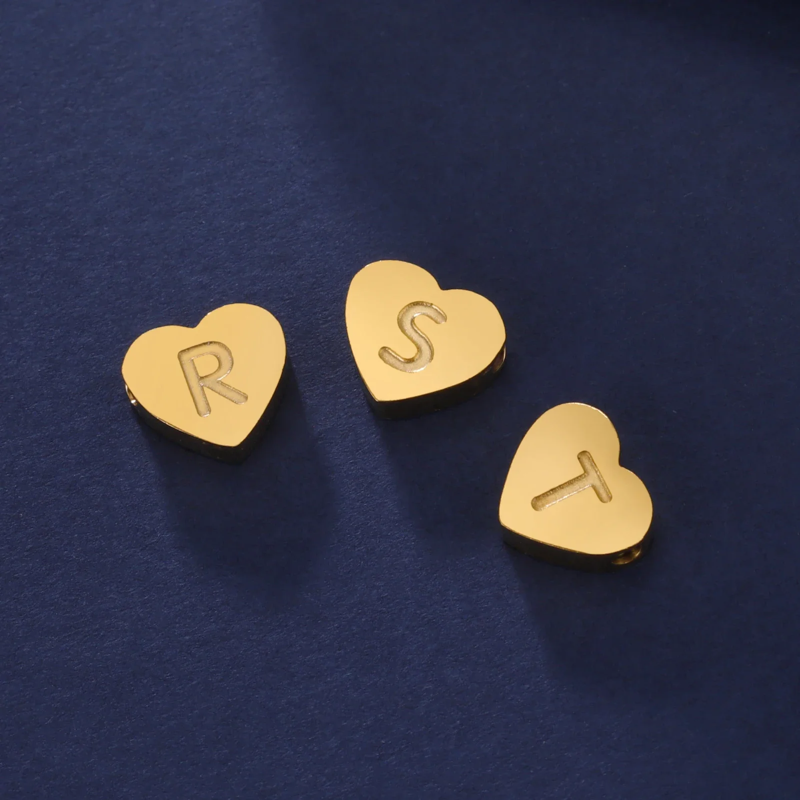 Teamer Initial Letter Heart Charm Stainless Steel Gold Color A-Z Alphabet Pendant for Necklace Bracelet Jewelry Making Wholesale
