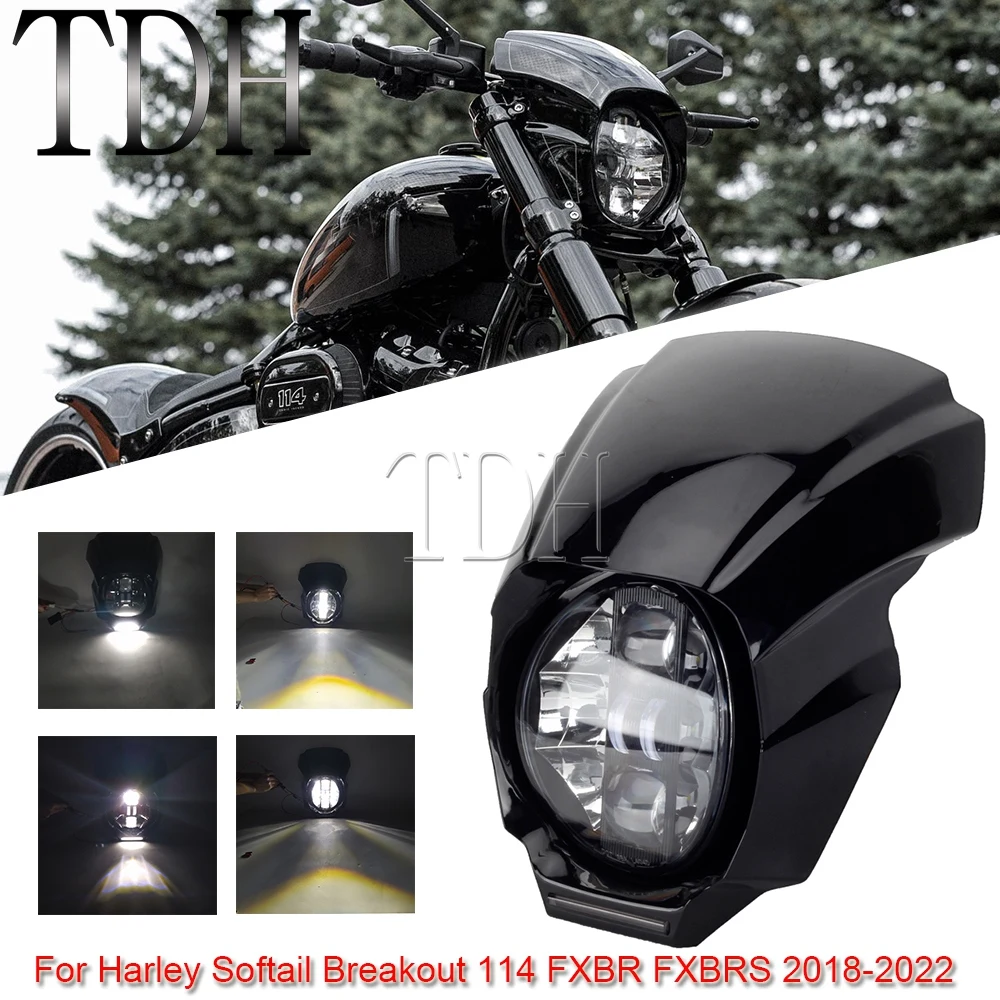 

For Harley Softail Breakout Breakout 114 FXBR FXBRS 18-22 LED Integrated Headlight W/ Fairing Hi/Lo Beam Daytime Runnning Light