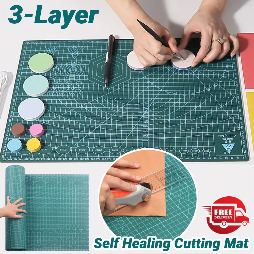 Tappetino da taglio autorigenerante 60X90 cm Tappetino da taglio a 3 strati Tagliere di carta in PVC bifacciale per cucito Quilting Scrapbook Artigianato