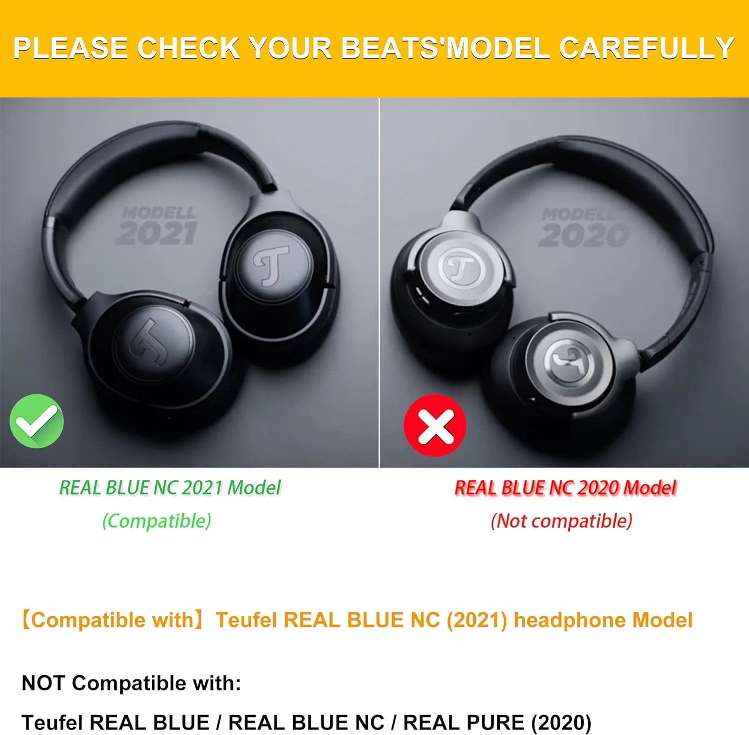 V-MOTA Earpads Compatible with Teufel Real Blue NC(2021) Headset (not Applicable to Real Blue NC 2020)(Black 1 Pair)