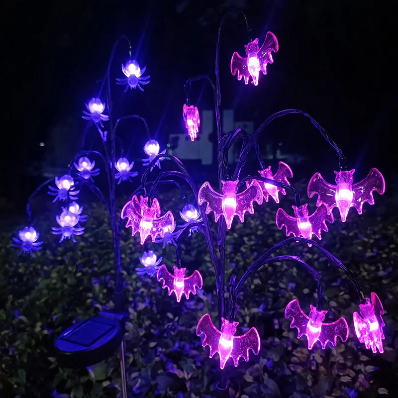 12 cabeça ao ar livre solar abóbora fantasma morcego luz lâmpadas à terra à prova dwaterproof água para decoração de halloween festa em casa jardim gramado decoração